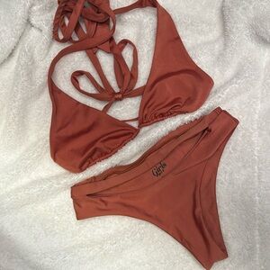 Oh Polly strappy burnt orange bikini size xs
